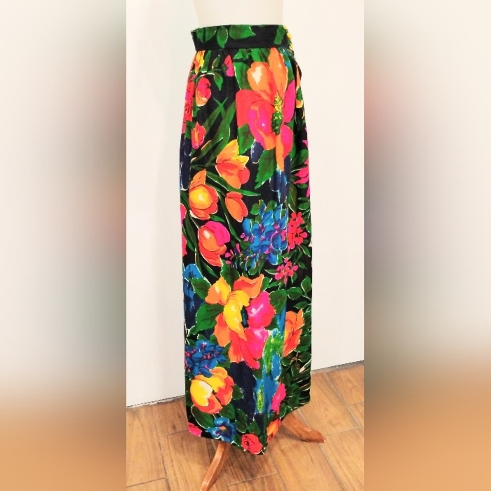 VINTAGE WASHABLE FLORAL MAXI SKIRT